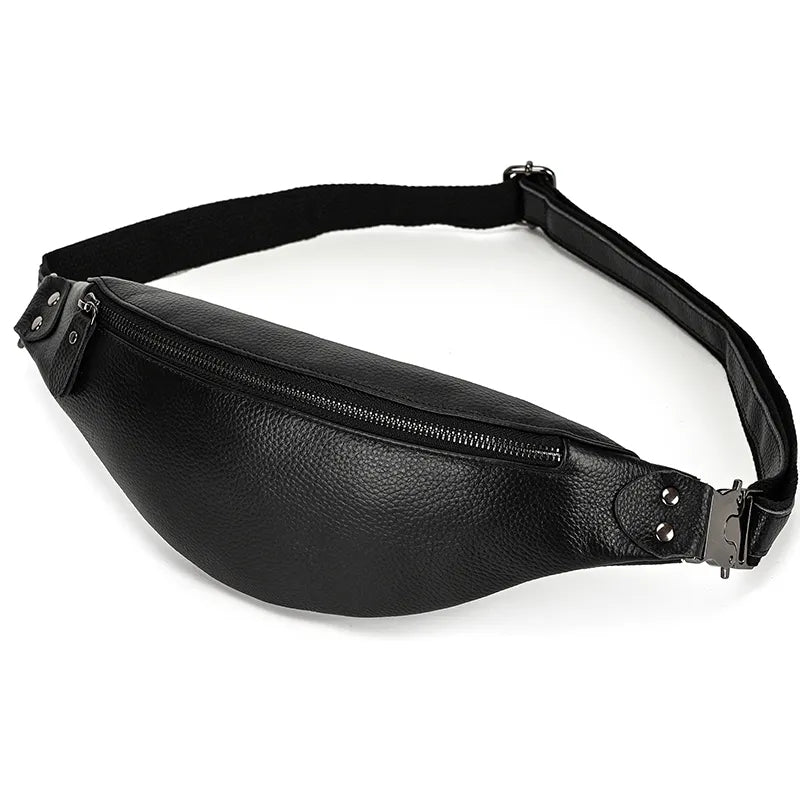 Steel Horse Leather Walcott Leather Waist Bag | Black Leather Fanny Pack