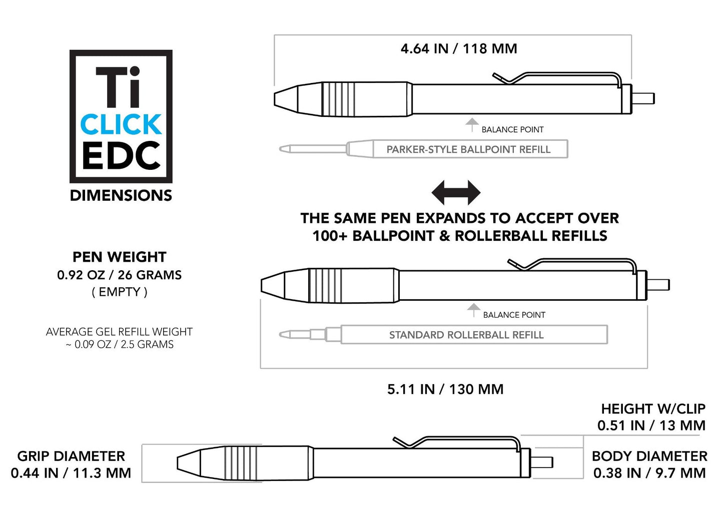 Big Idea Design Ti Click EDC Pen