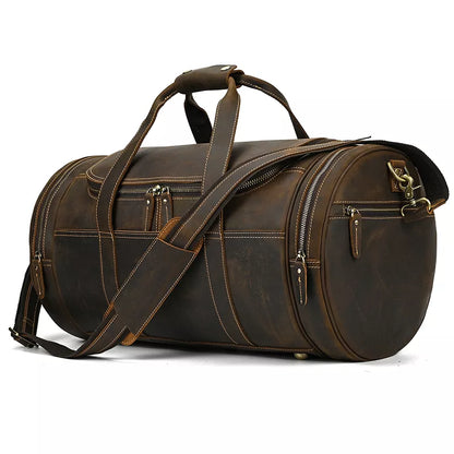 Steel Horse Leather Wainwright Weekender | Round  Vintage Leather Weekender
