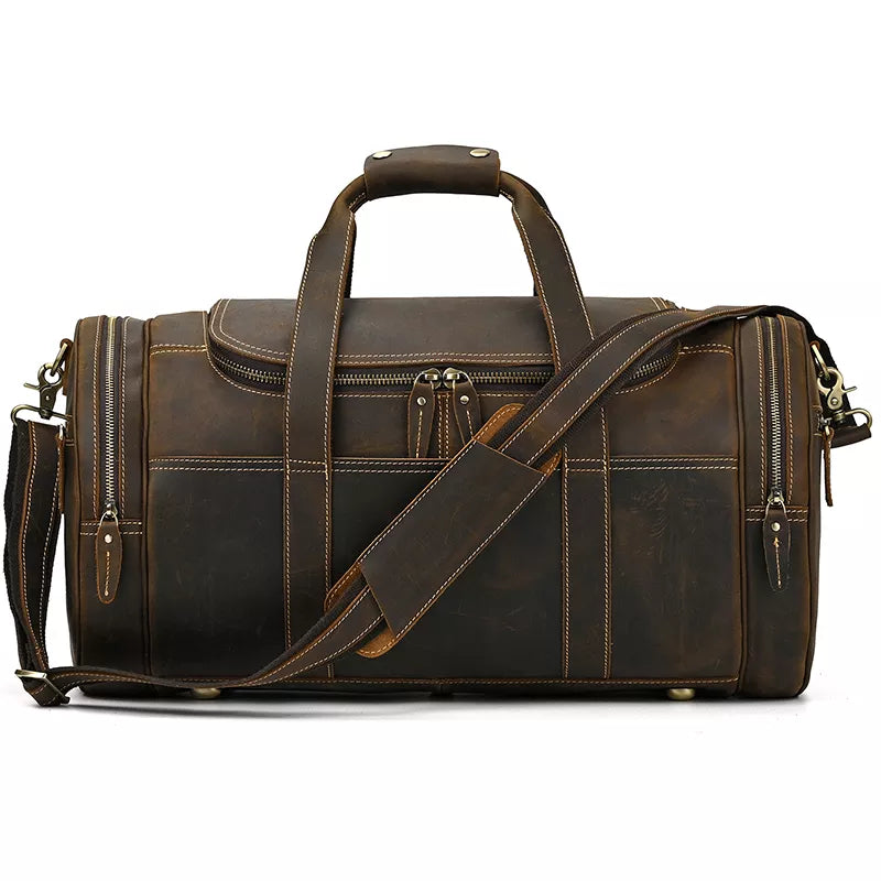 Steel Horse Leather Wainwright Weekender | Round  Vintage Leather Weekender