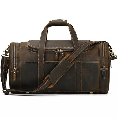 Steel Horse Leather Wainwright Weekender | Round  Vintage Leather Weekender