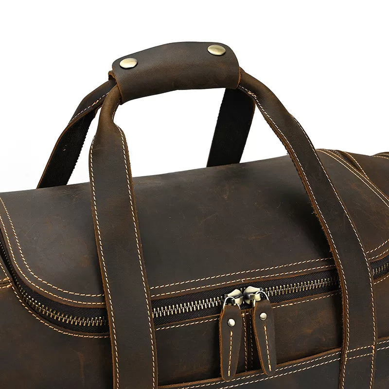 Steel Horse Leather Wainwright Weekender | Round  Vintage Leather Weekender
