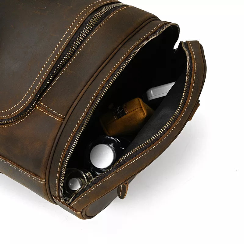 Steel Horse Leather Wainwright Weekender | Round  Vintage Leather Weekender