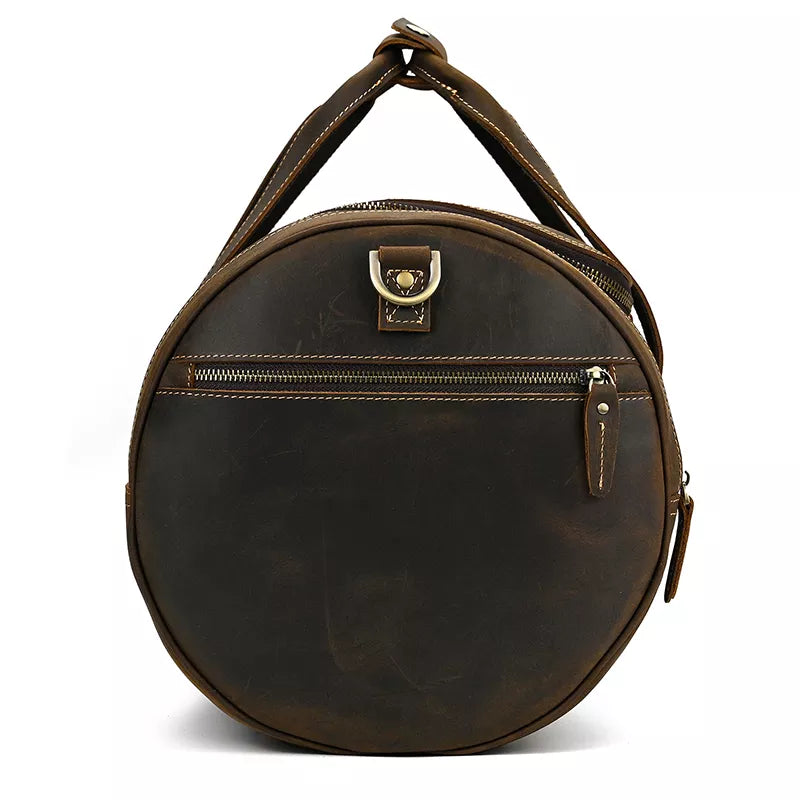 Steel Horse Leather Wainwright Weekender | Round  Vintage Leather Weekender
