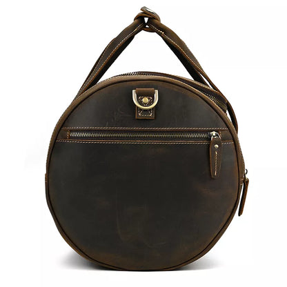 Steel Horse Leather Wainwright Weekender | Round  Vintage Leather Weekender