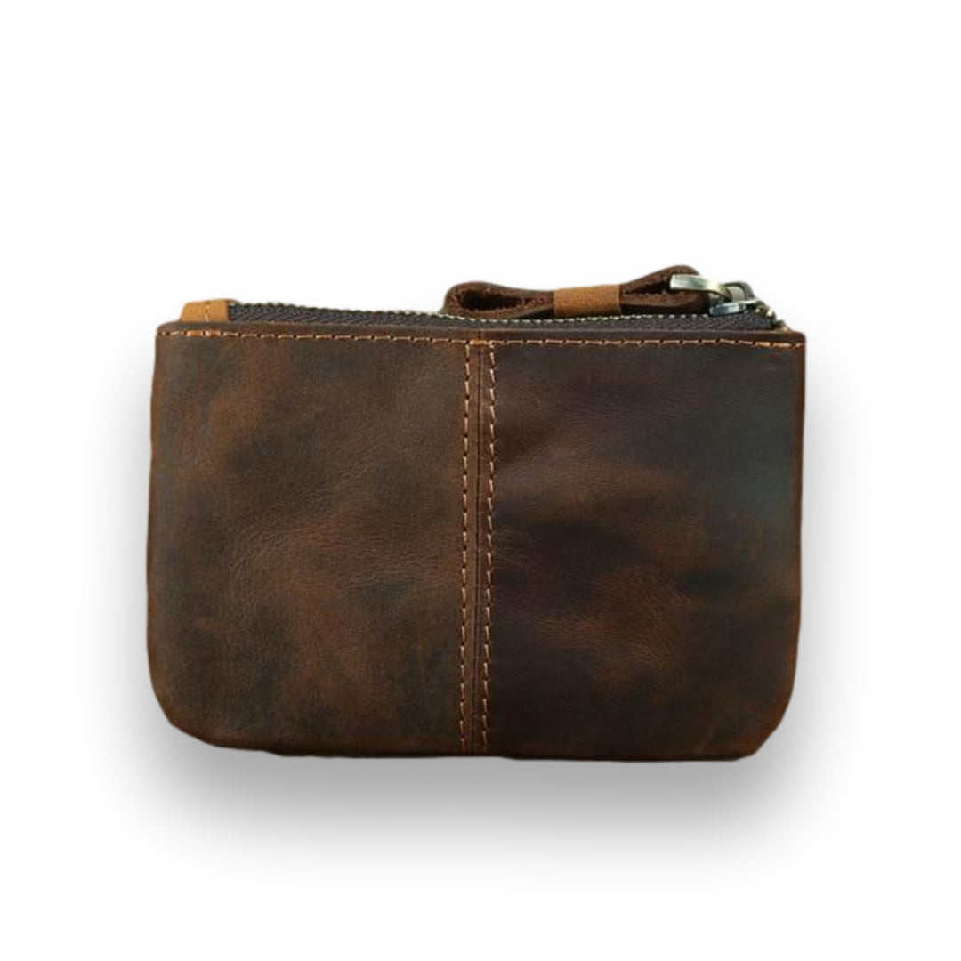 Steel Horse Leather Cael | Handmade Leather Coin Purse with Zipper