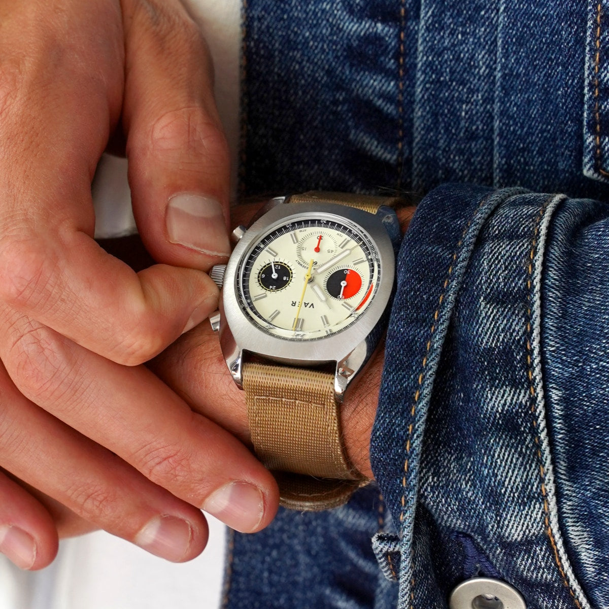 Vaer Watches R1 USA Racing Chronograph - Cream 42mm