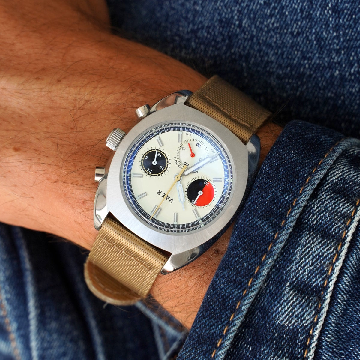 Vaer Watches R1 USA Racing Chronograph - Cream 42mm