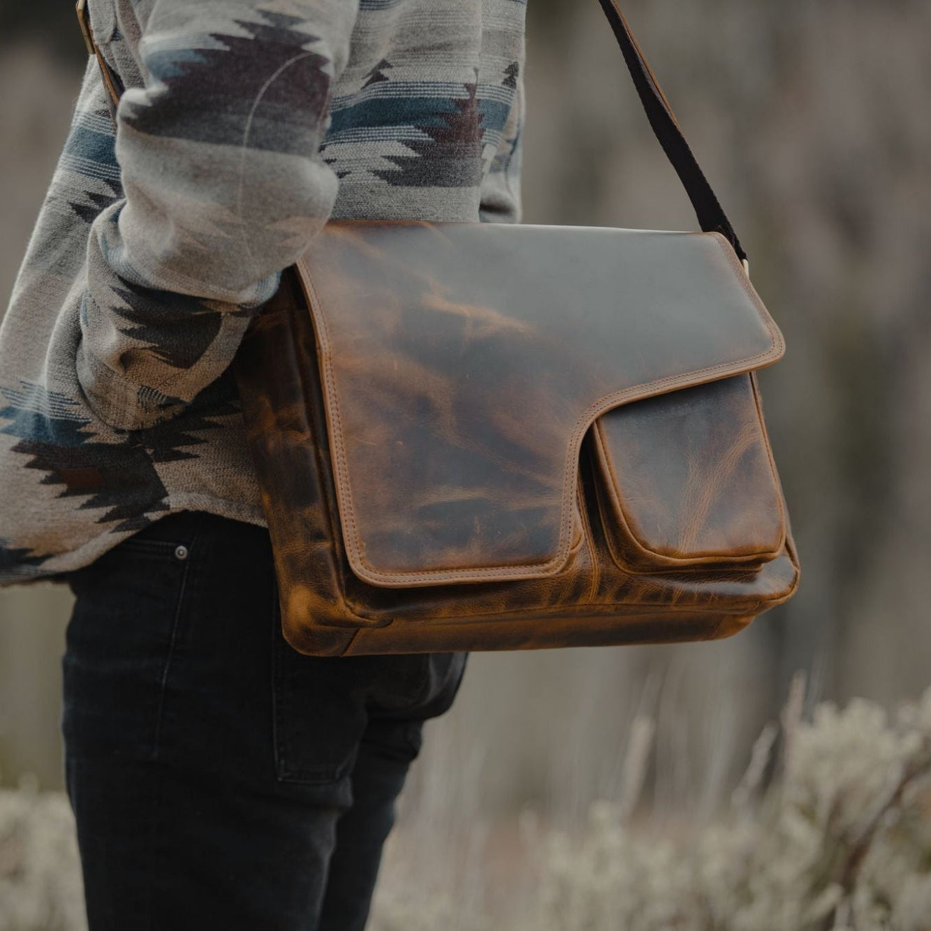 Kodiak Leather Buffalo Leather Messenger