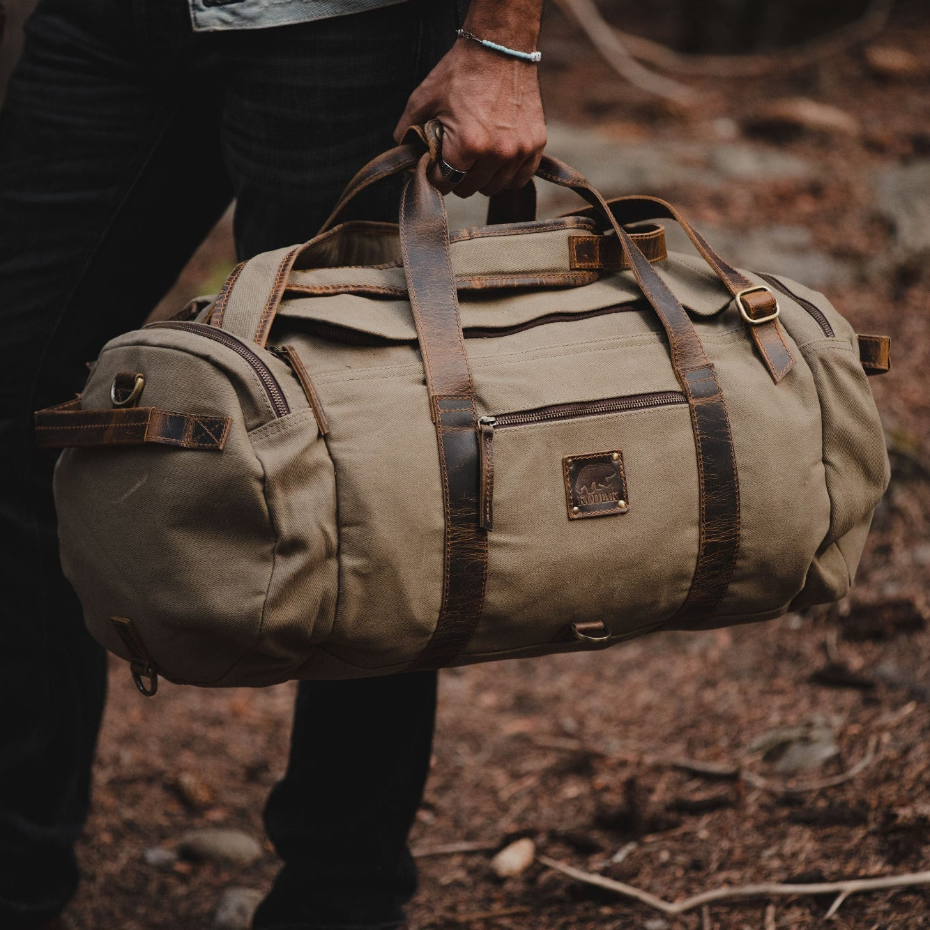 Kodiak Leather 55L Nomad Canvas Duffel