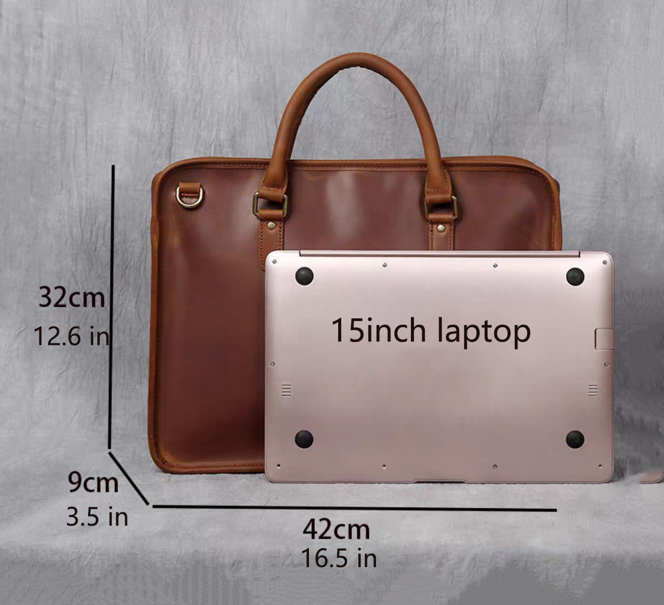 Steel Horse Leather Hemming Leather Laptop Bag | Vintage Leather Briefcase