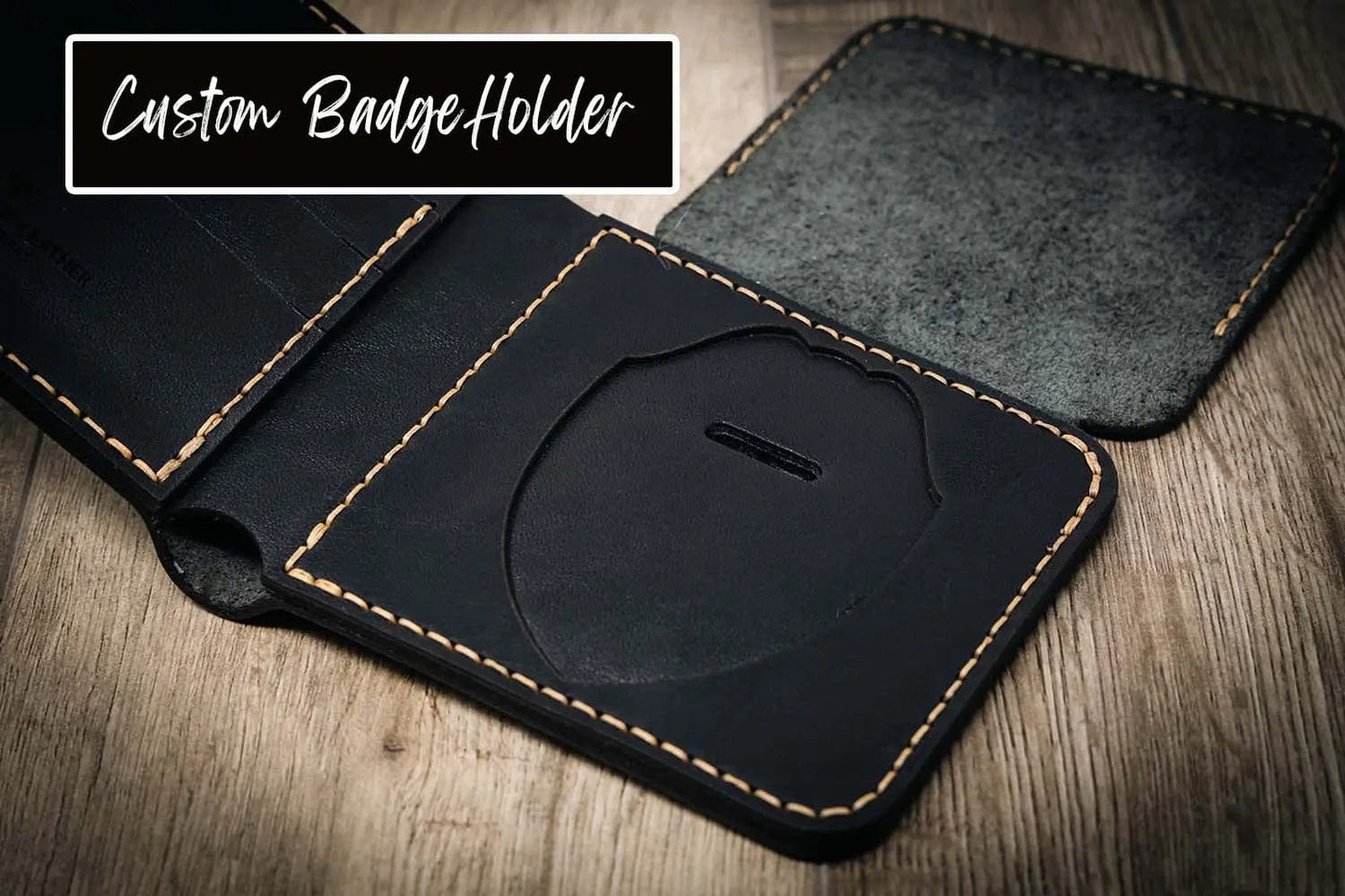 Bull Sheath Leather Minimalist Badge Wallet - Saddle Tan
