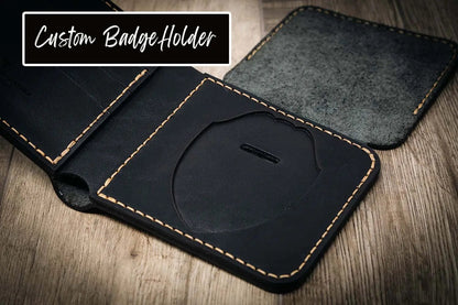 Bull Sheath Leather Minimalist Badge Wallet - Saddle Tan