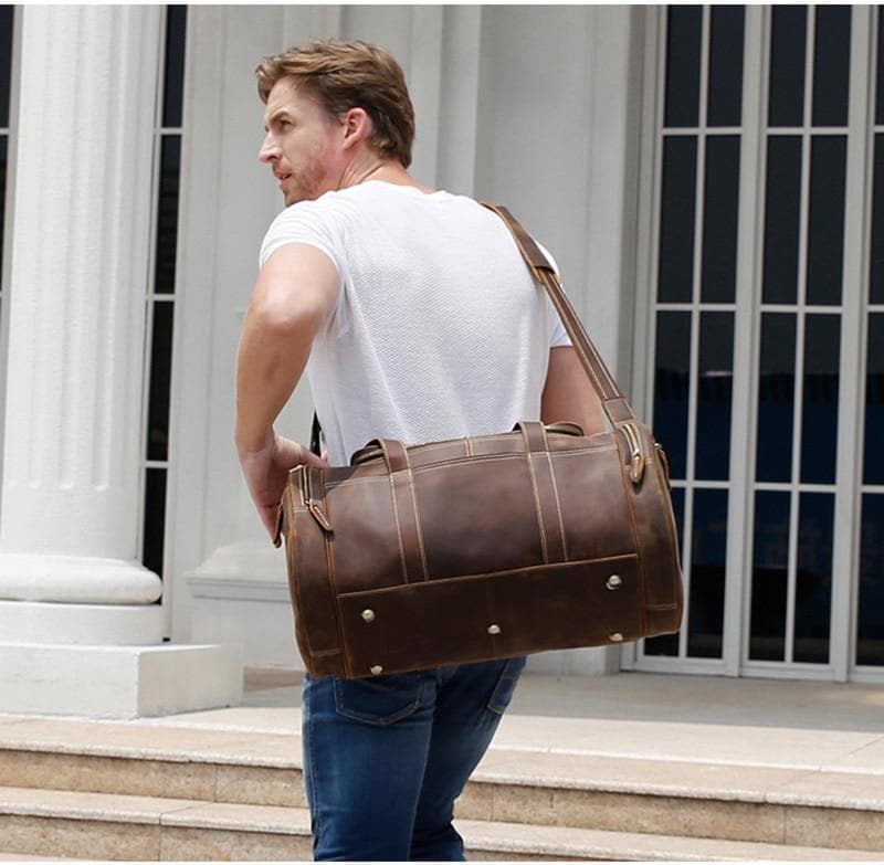 Steel Horse Leather Wainwright Weekender | Round  Vintage Leather Weekender
