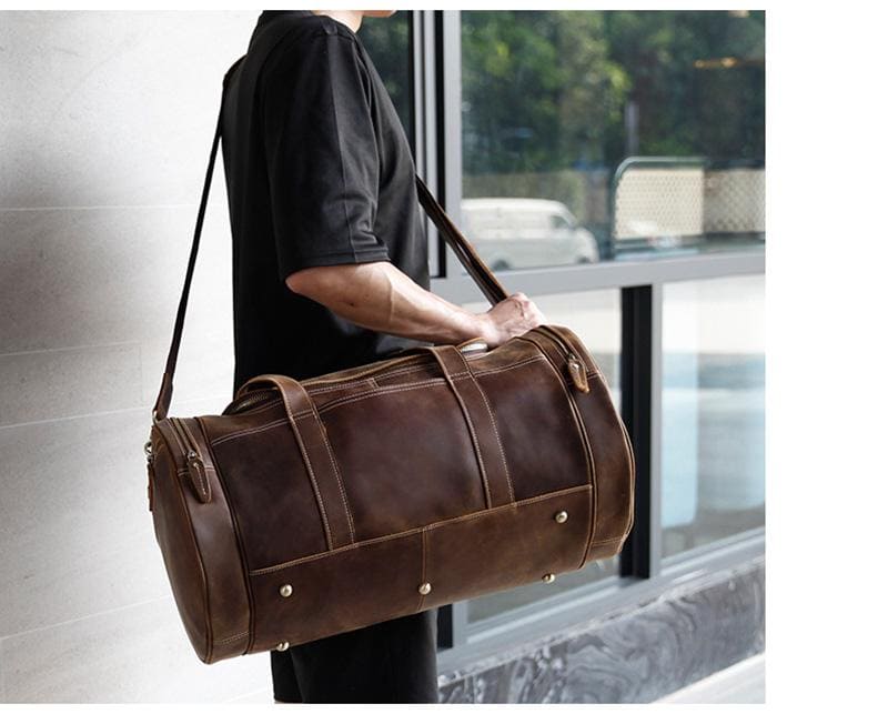 Steel Horse Leather Wainwright Weekender | Round  Vintage Leather Weekender