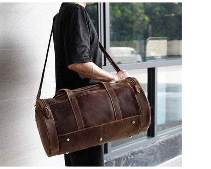 Steel Horse Leather Wainwright Weekender | Round  Vintage Leather Weekender