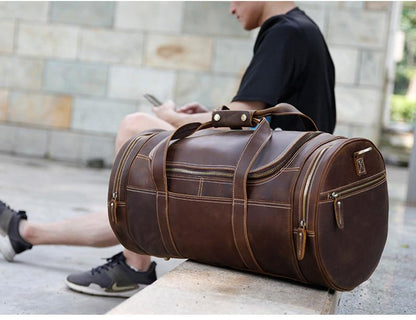Steel Horse Leather Wainwright Weekender | Round  Vintage Leather Weekender
