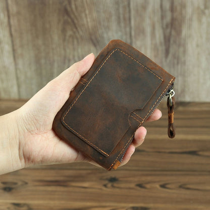 Steel Horse Leather Cael | Handmade Leather Coin Purse with Zipper