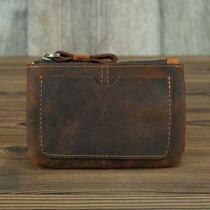 Steel Horse Leather Cael | Handmade Leather Coin Purse with Zipper
