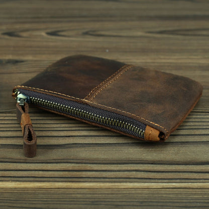 Steel Horse Leather Cael | Handmade Leather Coin Purse with Zipper