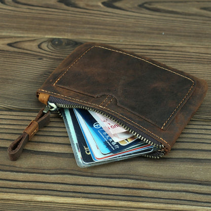 Steel Horse Leather Cael | Handmade Leather Coin Purse with Zipper