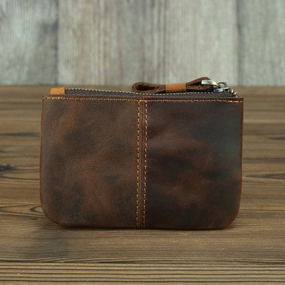 Steel Horse Leather Cael | Handmade Leather Coin Purse with Zipper