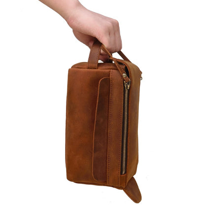 Steel Horse Leather Dado Leather Dopp Kit | Handmade Leather Toiletry Bag