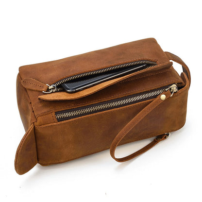 Steel Horse Leather Dado Leather Dopp Kit | Handmade Leather Toiletry Bag