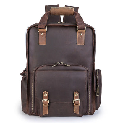 Steel Horse Leather Gaetano | Large Leather Backpack Camera Bag with Tripod Holder