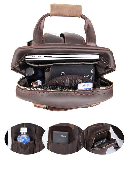 Steel Horse Leather Gaetano | Large Leather Backpack Camera Bag with Tripod Holder