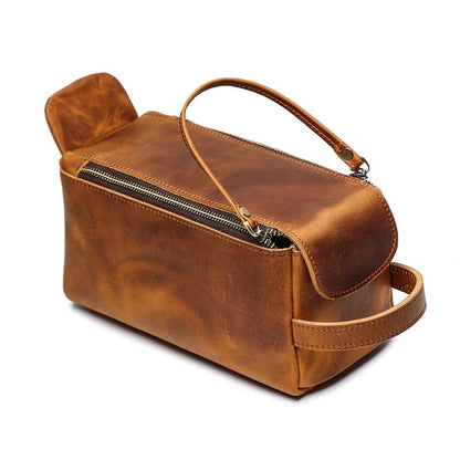 Steel Horse Leather Dado Leather Dopp Kit | Handmade Leather Toiletry Bag
