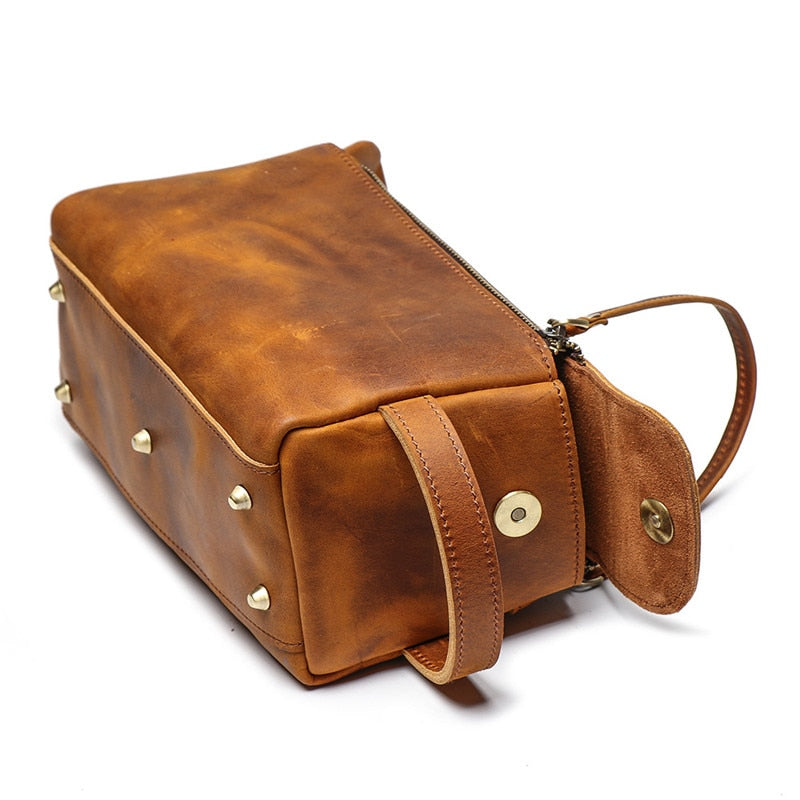 Steel Horse Leather Dado Leather Dopp Kit | Handmade Leather Toiletry Bag