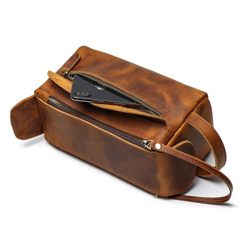 Steel Horse Leather Dado Leather Dopp Kit | Handmade Leather Toiletry Bag