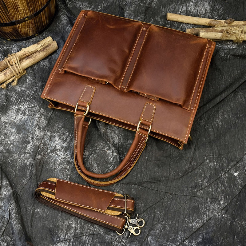 Steel Horse Leather The Dagmar Leather Briefcase | Vintage Leather Messenger Bag