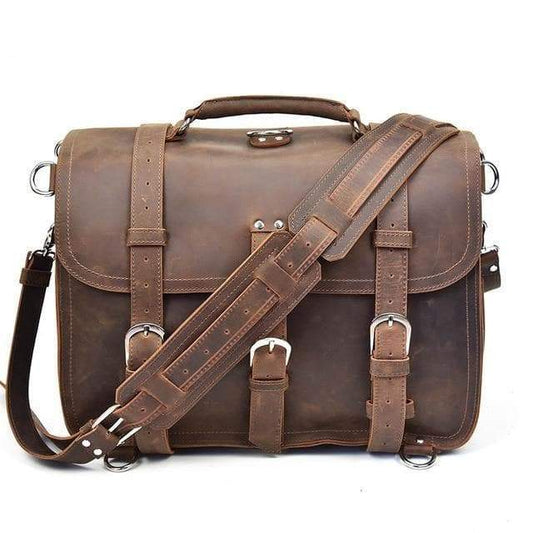 Steel Horse Leather Gustav Messenger Bag | Large Capacity Vintage Leather Messenger Bag