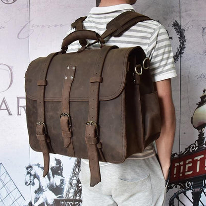Steel Horse Leather Gustav Messenger Bag | Large Capacity Vintage Leather Messenger Bag