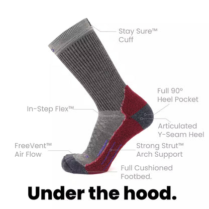 GRIP6 Berry - Hike Crew Midweight Merino Wool Sock