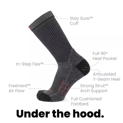 GRIP6 Graphite - Hike Crew Midweight Merino Wool Sock