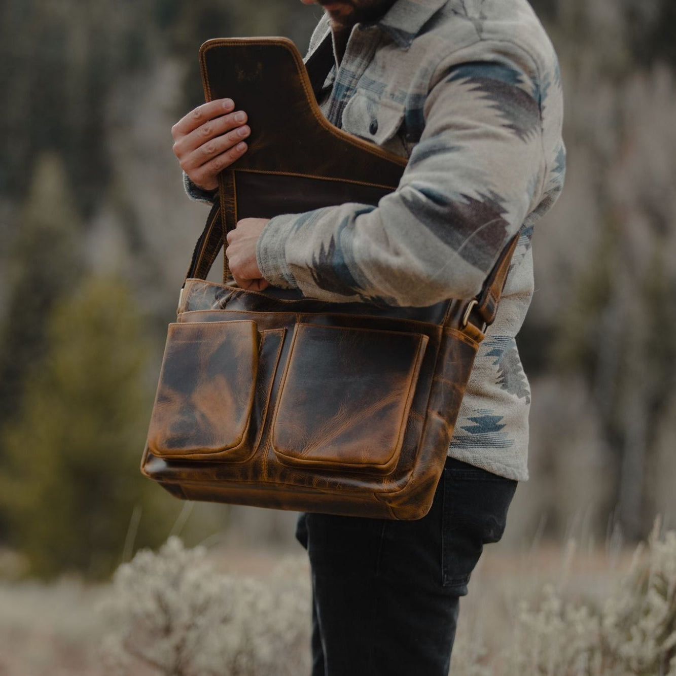 Kodiak Leather Buffalo Leather Messenger