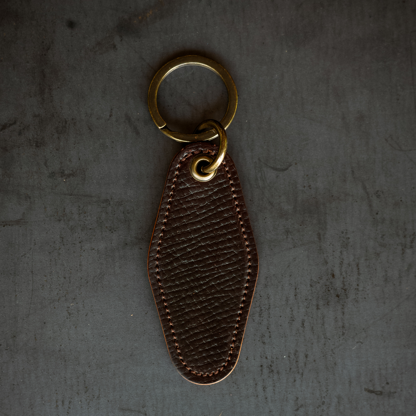 Loyal Stricklin Motel Key Ring - Dark Cognac Hatchgrain Shell Cordovan