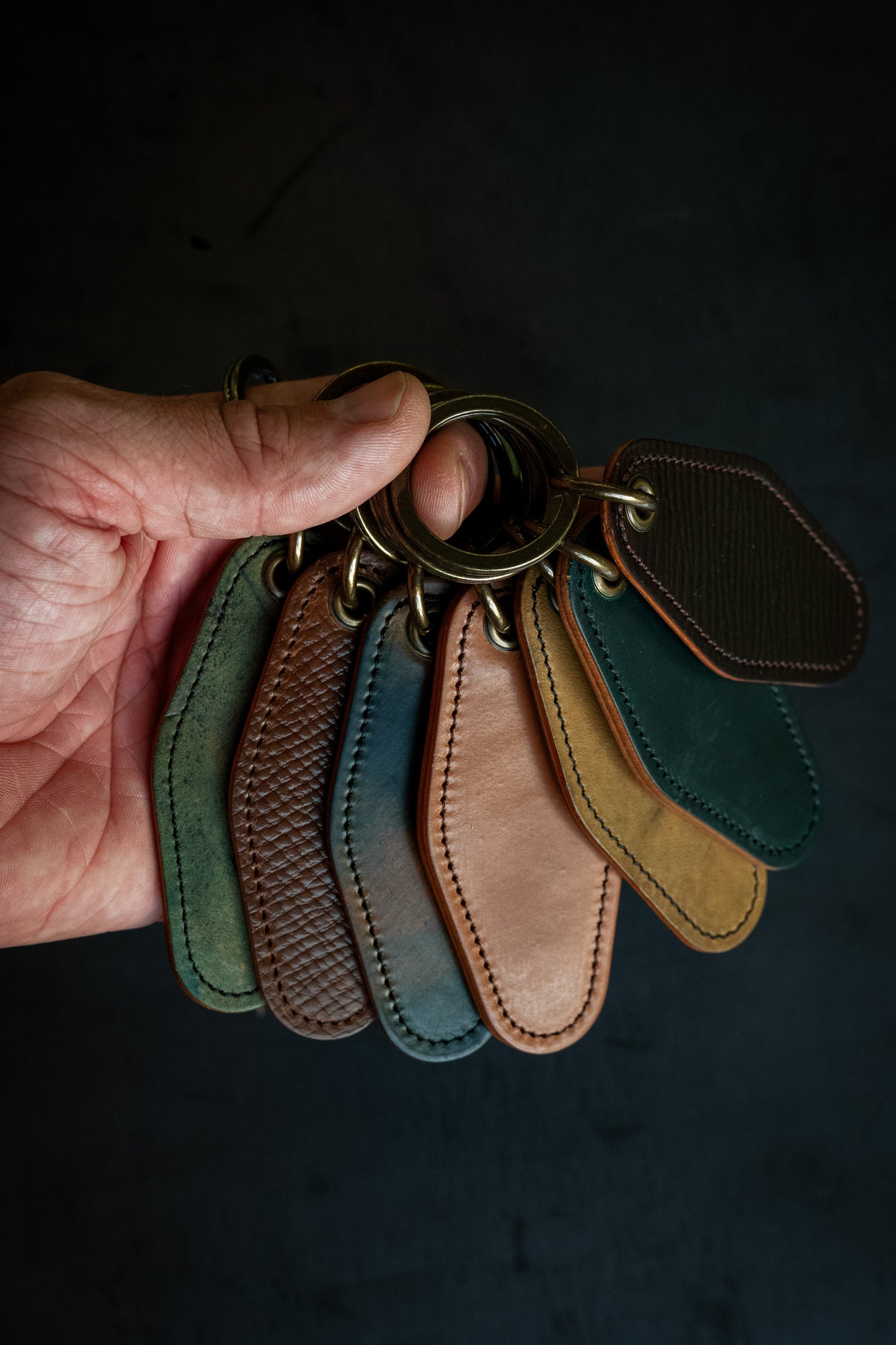 Loyal Stricklin Motel Key Ring - Dark Cognac Hatchgrain Shell Cordovan