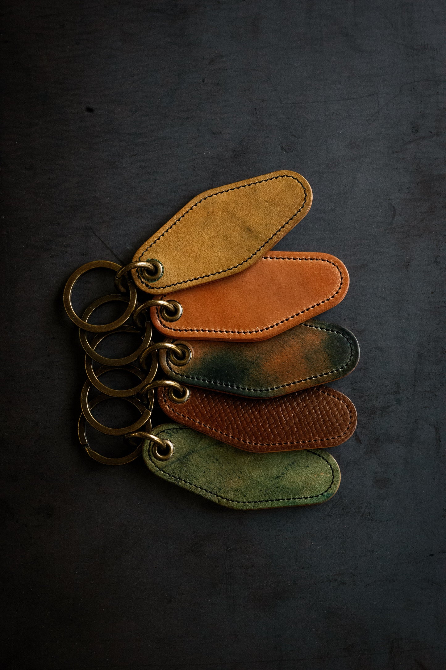 Loyal Stricklin Motel Key Ring - Dark Cognac Hatchgrain Shell Cordovan