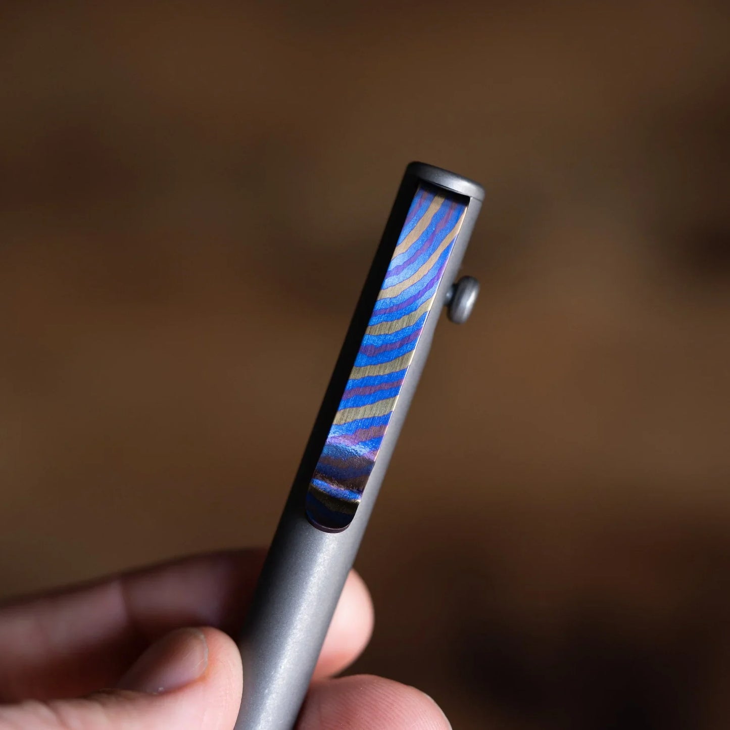 Big Idea Design Titanium Damascus CNC Milled Pocket Clip
